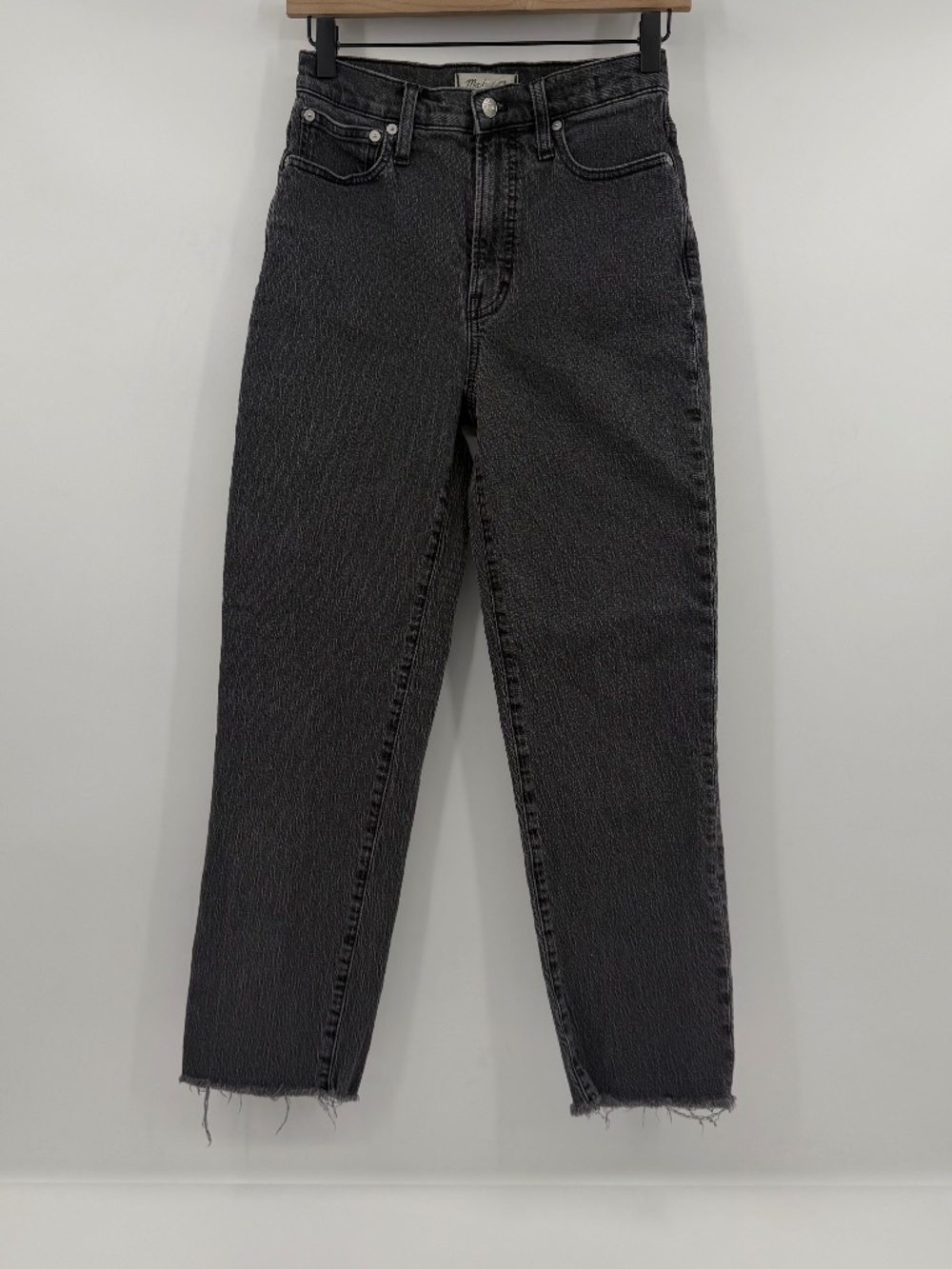 Madewell Jeans Women 25 Faded Black Perfect Vintage Straight Lunar Wash Raw Hem